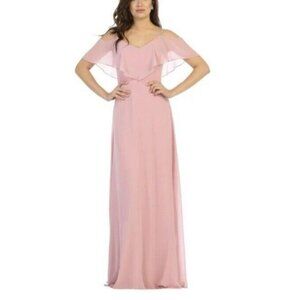 Lulus Pink Long Formal Dress Short Sleeve Wedding Party Cruise NWT NEW